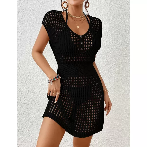 Bsubseach Bathing Suit Cover Ups for Women Short Crochet Dress Swim Cover Up Hollow Out Bikini Coverup
