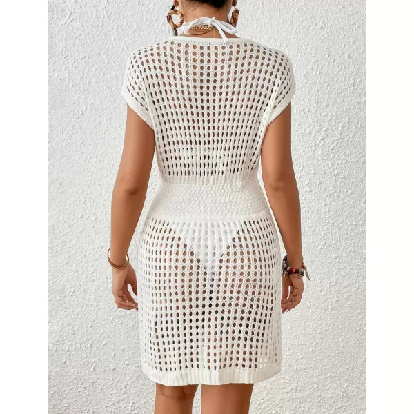Bsubseach Bathing Suit Cover Ups for Women Short Crochet Dress Swim Cover Up Hollow Out Bikini Coverup