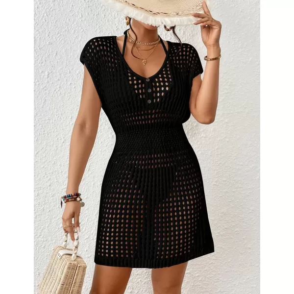 Bsubseach Bathing Suit Cover Ups for Women Short Crochet Dress Swim Cover Up Hollow Out Bikini Coverup