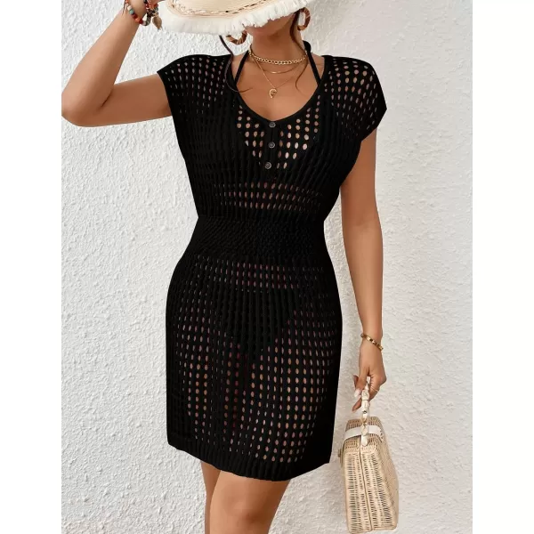 Bsubseach Bathing Suit Cover Ups for Women Short Crochet Dress Swim Cover Up Hollow Out Bikini Coverup