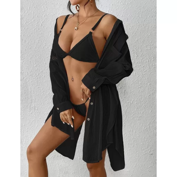 Bsubseach Beach Shirt Blouses Women Turn Down Collar Bathing Suit Cover Ups