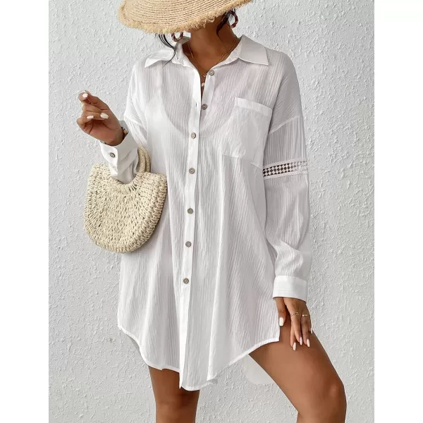 Bsubseach Beach Shirt Blouses Women Turn Down Collar Bathing Suit Cover Ups