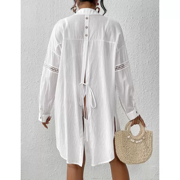 Bsubseach Beach Shirt Blouses Women Turn Down Collar Bathing Suit Cover Ups