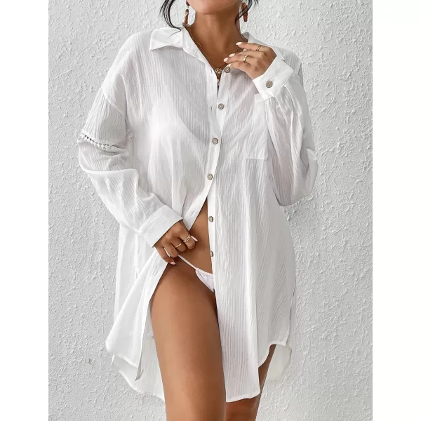 Bsubseach Beach Shirt Blouses Women Turn Down Collar Bathing Suit Cover Ups