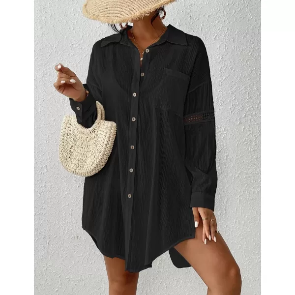 Bsubseach Beach Shirt Blouses Women Turn Down Collar Bathing Suit Cover Ups