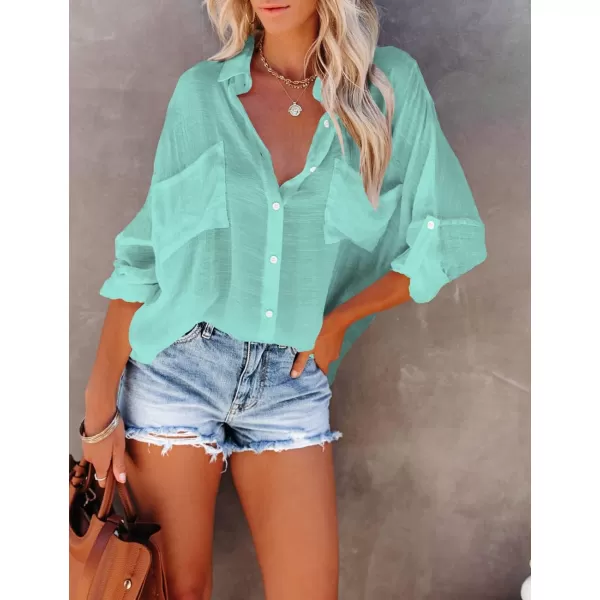 Bsubseach Button Down Shirt Cover Up Bathing Suit Coverups for Women Summer Casual Blouse