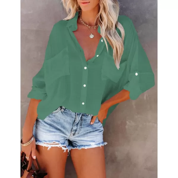 Bsubseach Button Down Shirt Cover Up Bathing Suit Coverups for Women Summer Casual Blouse