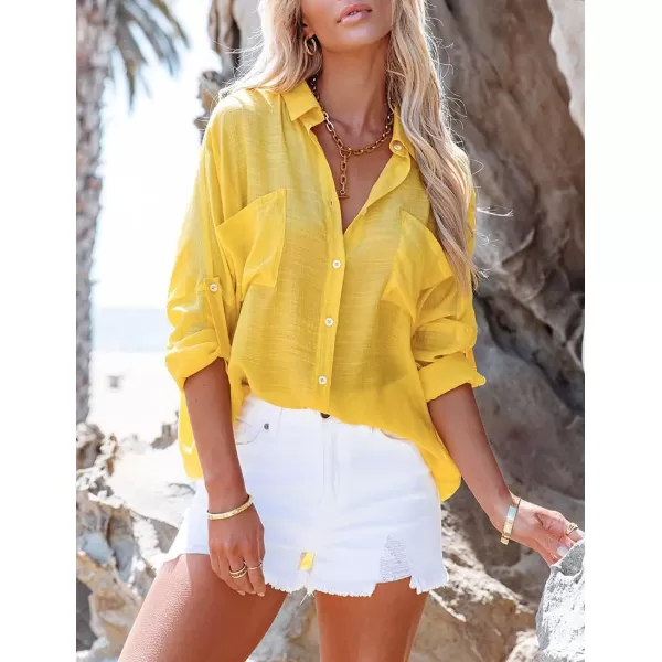 Bsubseach Button Down Shirt Cover Up Bathing Suit Coverups for Women Summer Casual Blouse