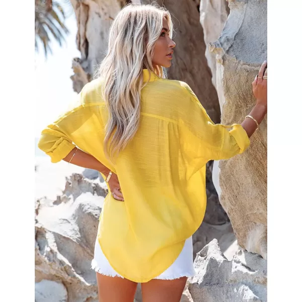 Bsubseach Button Down Shirt Cover Up Bathing Suit Coverups for Women Summer Casual Blouse