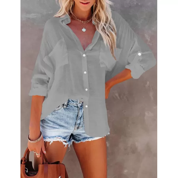 Bsubseach Button Down Shirt Cover Up Bathing Suit Coverups for Women Summer Casual Blouse