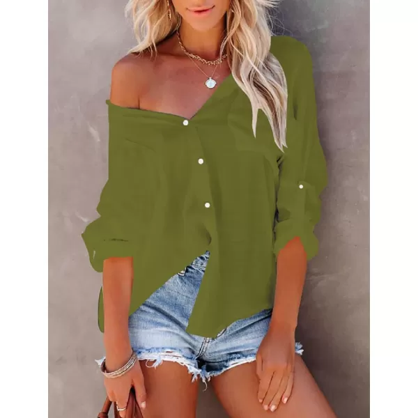 Bsubseach Button Down Shirt Cover Up Bathing Suit Coverups for Women Summer Casual Blouse