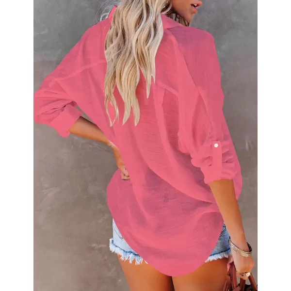 Bsubseach Button Down Shirt Cover Up Bathing Suit Coverups for Women Summer Casual Blouse