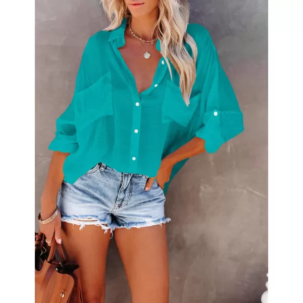 Bsubseach Button Down Shirt Cover Up Bathing Suit Coverups for Women Summer Casual Blouse