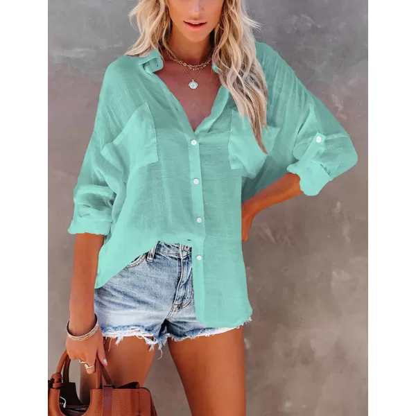 Bsubseach Button Down Shirt Cover Up Bathing Suit Coverups for Women Summer Casual Blouse
