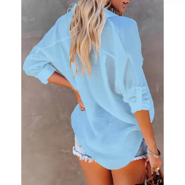 Bsubseach Button Down Shirt Cover Up Bathing Suit Coverups for Women Summer Casual Blouse