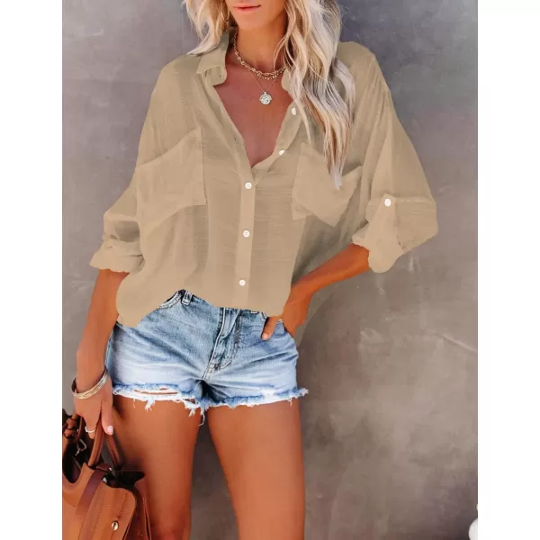 Bsubseach Button Down Shirt Cover Up Bathing Suit Coverups for Women Summer Casual Blouse