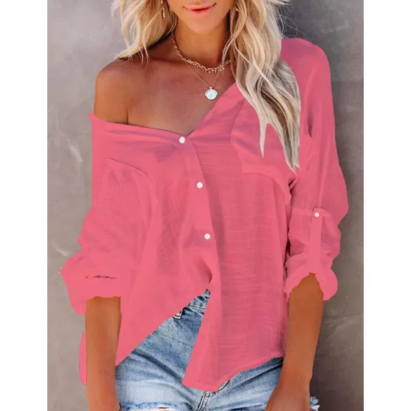 Bsubseach Button Down Shirt Cover Up Bathing Suit Coverups for Women Summer Casual Blouse