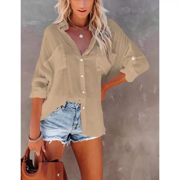 Bsubseach Button Down Shirt Cover Up Bathing Suit Coverups for Women Summer Casual Blouse
