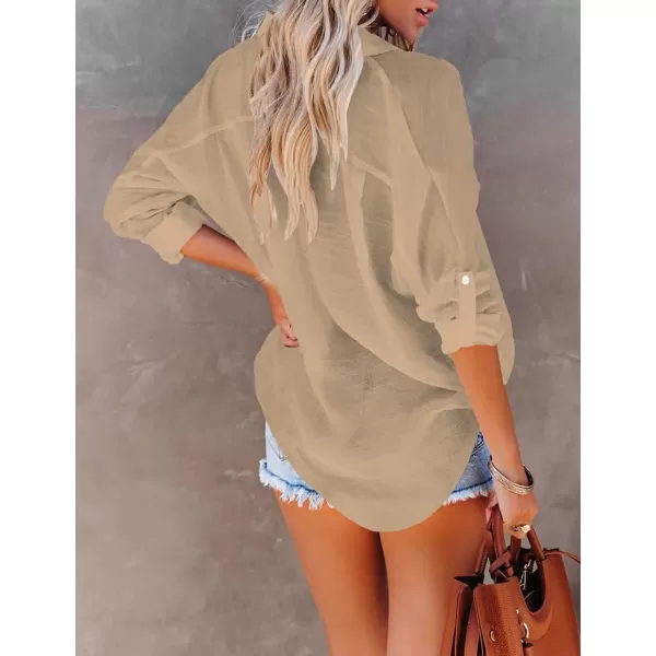 Bsubseach Button Down Shirt Cover Up Bathing Suit Coverups for Women Summer Casual Blouse