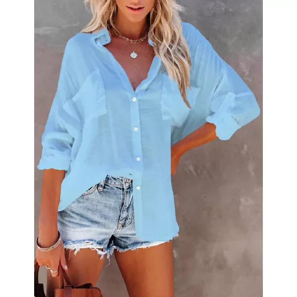 Bsubseach Button Down Shirt Cover Up Bathing Suit Coverups for Women Summer Casual Blouse