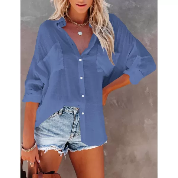 Bsubseach Button Down Shirt Cover Up Bathing Suit Coverups for Women Summer Casual Blouse