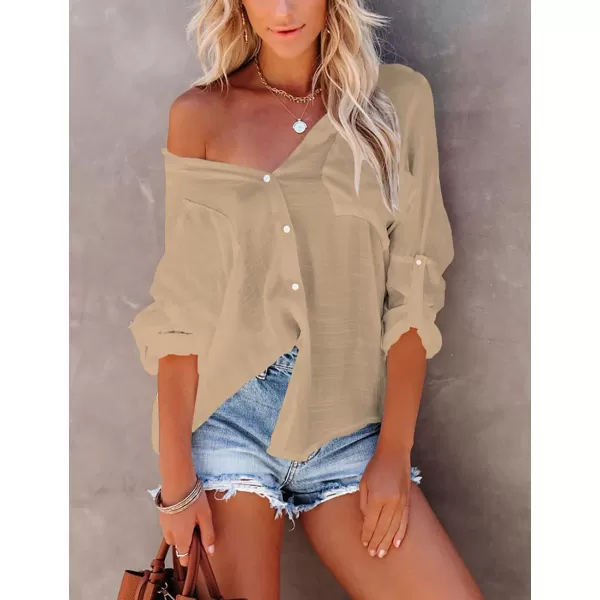 Bsubseach Button Down Shirt Cover Up Bathing Suit Coverups for Women Summer Casual Blouse
