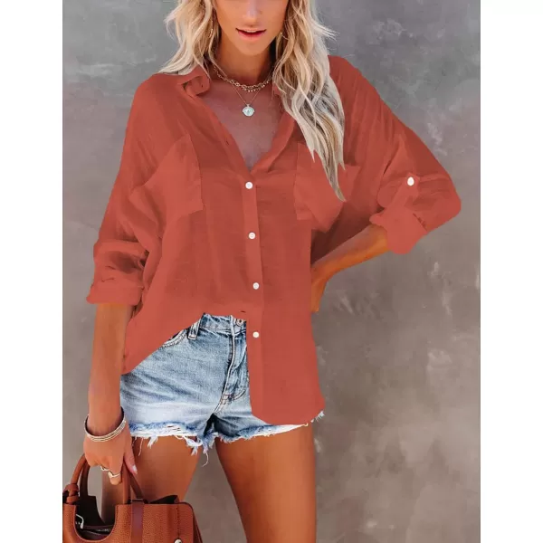Bsubseach Button Down Shirt Cover Up Bathing Suit Coverups for Women Summer Casual Blouse