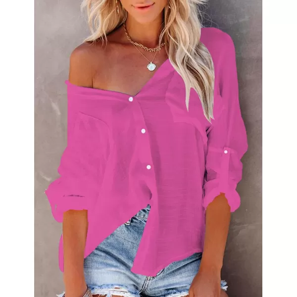 Bsubseach Button Down Shirt Cover Up Bathing Suit Coverups for Women Summer Casual Blouse