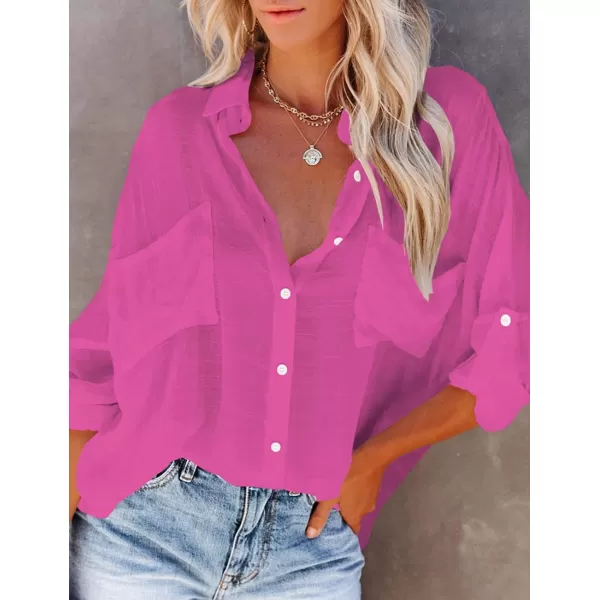 Bsubseach Button Down Shirt Cover Up Bathing Suit Coverups for Women Summer Casual Blouse