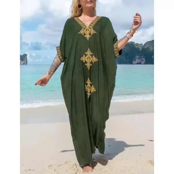 Bsubseach Caftan Cover Up for Swimwear Women Plus Size Kaftan Swimsuit Coverup Embroidery