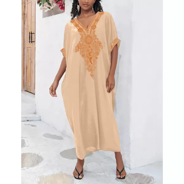 Bsubseach Caftan Cover Up for Swimwear Women Plus Size Kaftan Swimsuit Coverup Embroidery