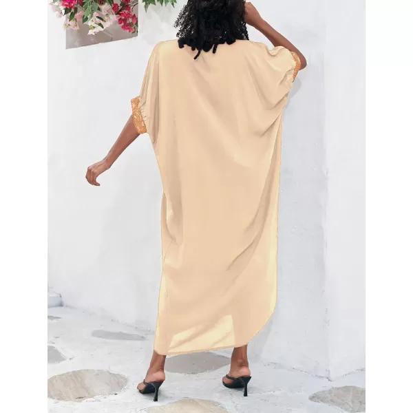 Bsubseach Caftan Cover Up for Swimwear Women Plus Size Kaftan Swimsuit Coverup Embroidery