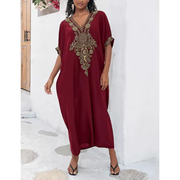 Bsubseach Caftan Cover Up for Swimwear Women Plus Size Kaftan Swimsuit Coverup Embroidery