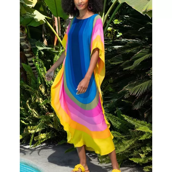 Bsubseach Colorful Kaftan Dresses for Women Plus Size Long Bathing Suit Cover Ups