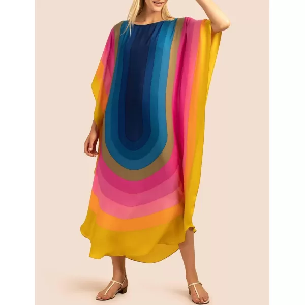 Bsubseach Colorful Kaftan Dresses for Women Plus Size Long Bathing Suit Cover Ups