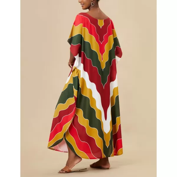 Bsubseach Colorful Kaftan Dresses for Women Plus Size Long Bathing Suit Cover Ups