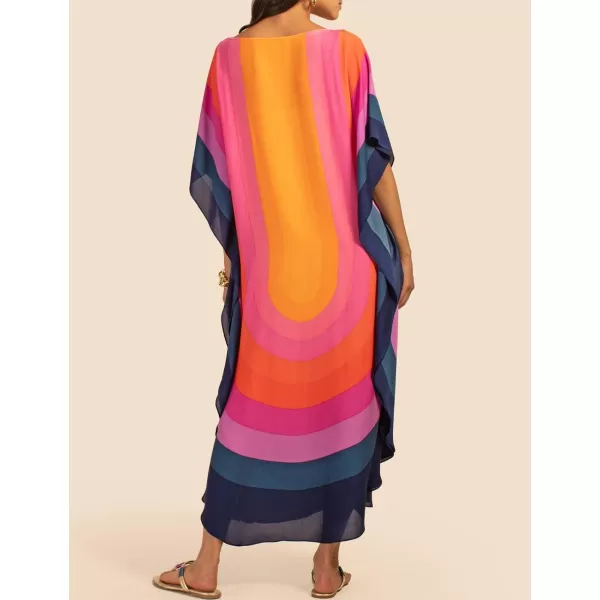 Bsubseach Colorful Kaftan Dresses for Women Plus Size Long Bathing Suit Cover Ups