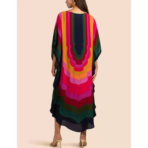 Bsubseach Colorful Kaftan Dresses for Women Plus Size Long Bathing Suit Cover Ups