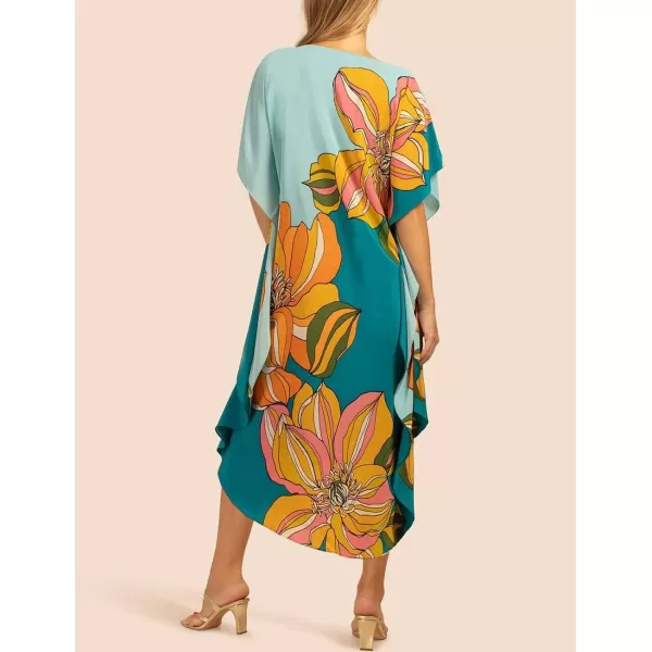 Bsubseach Colorful Kaftan Dresses for Women Plus Size Long Bathing Suit Cover Ups