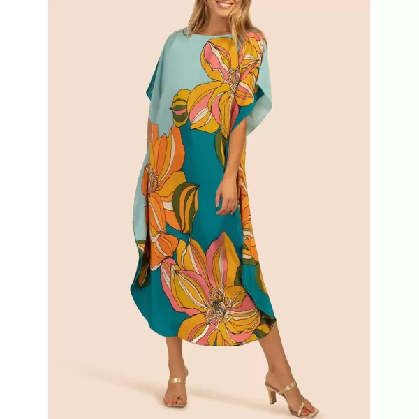 Bsubseach Colorful Kaftan Dresses for Women Plus Size Long Bathing Suit Cover Ups
