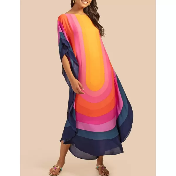 Bsubseach Colorful Kaftan Dresses for Women Plus Size Long Bathing Suit Cover Ups