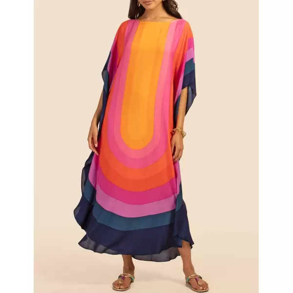 Bsubseach Colorful Kaftan Dresses for Women Plus Size Long Bathing Suit Cover Ups