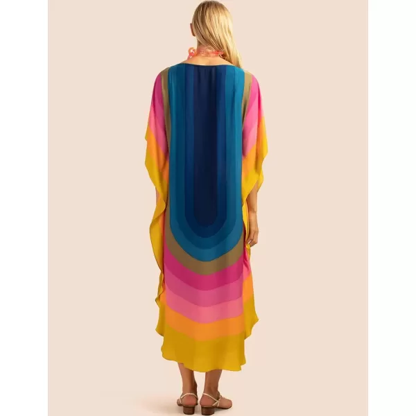 Bsubseach Colorful Kaftan Dresses for Women Plus Size Long Bathing Suit Cover Ups