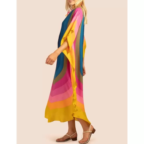 Bsubseach Colorful Kaftan Dresses for Women Plus Size Long Bathing Suit Cover Ups