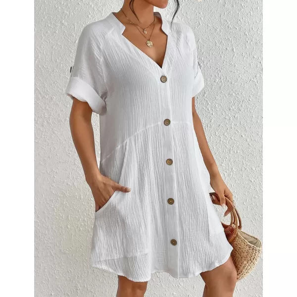 Bsubseach Cotton Swimsuit Cover Up for Women Button Down Bikini Coverups Beach Dress