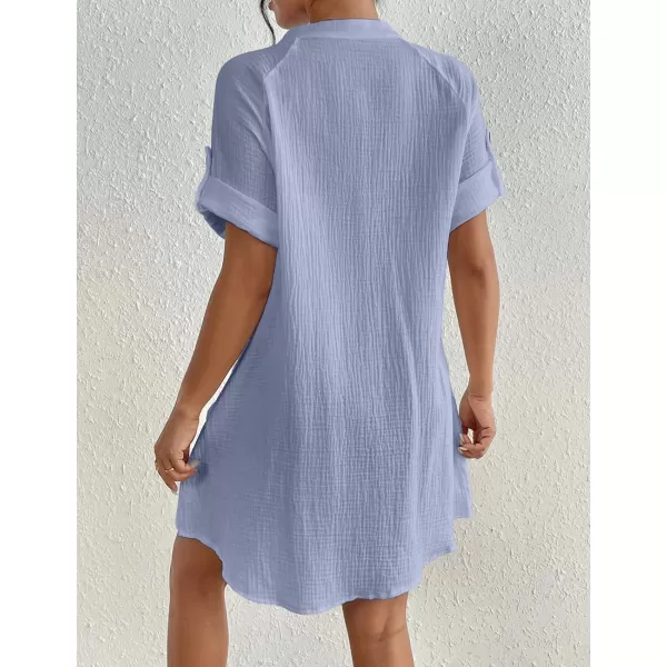 Bsubseach Cotton Swimsuit Cover Up for Women Button Down Bikini Coverups Beach Dress