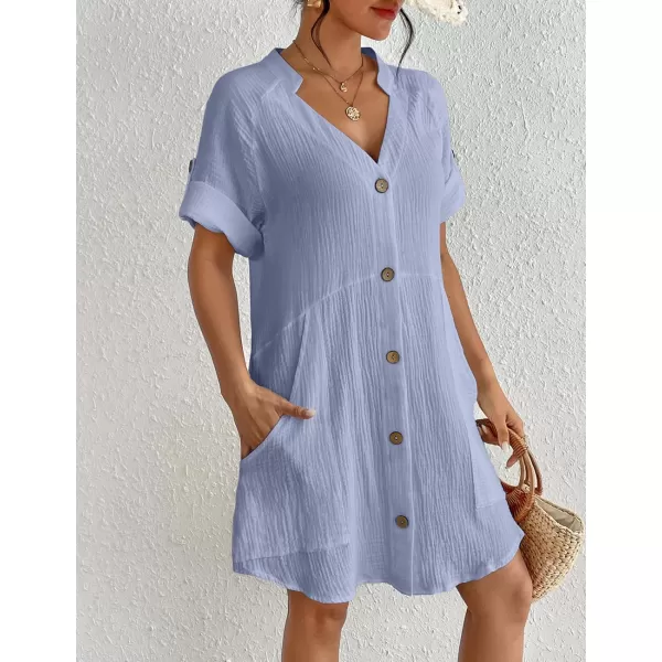 Bsubseach Cotton Swimsuit Cover Up for Women Button Down Bikini Coverups Beach Dress