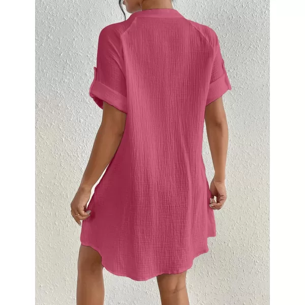 Bsubseach Cotton Swimsuit Cover Up for Women Button Down Bikini Coverups Beach Dress