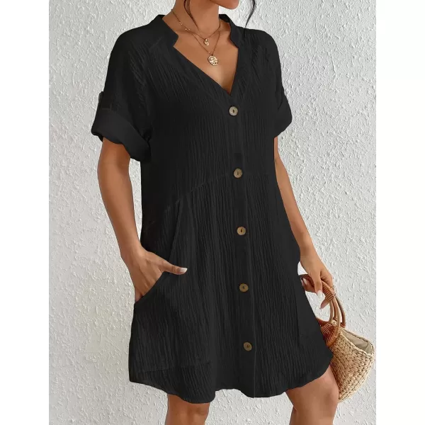 Bsubseach Cotton Swimsuit Cover Up for Women Button Down Bikini Coverups Beach Dress