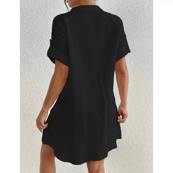 Bsubseach Cotton Swimsuit Cover Up for Women Button Down Bikini Coverups Beach Dress